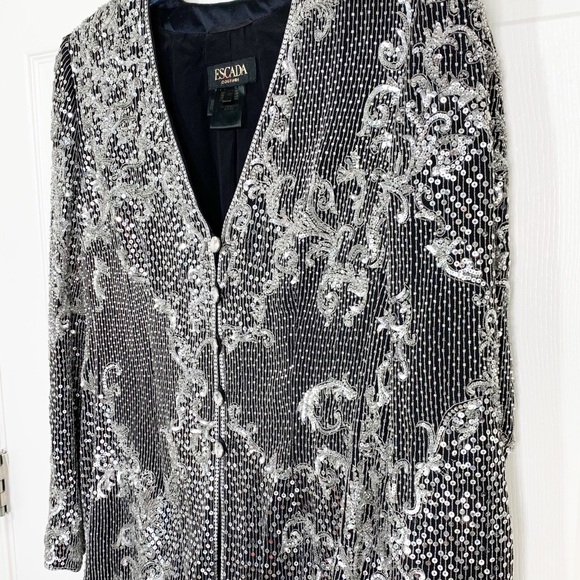 Escada Couture Silk Sequin Blazer Jacket - Picture 3 of 16